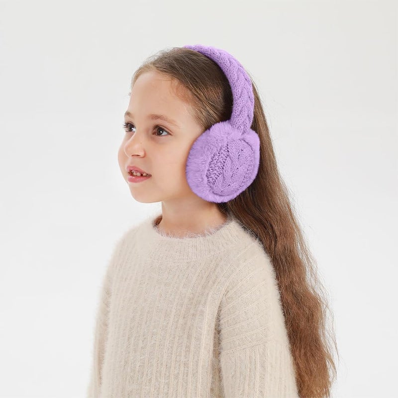 BUTITNOW Winter Knit EarMuffs for Kids Warm Furry Girls Ear Muffs Plush Toddler Ear Warmers Outdoor Ear Covers - Image 4